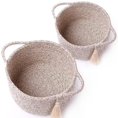 SweetMemo small gift baskets 2-pack in brown with ribbon for ready-to-gift presentation.
