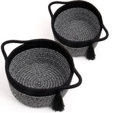 SweetMemo small round gift baskets set2 handle closeup—durable cotton rope enhances gifting presentation.