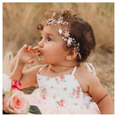SWEETV flower girl headband ivory-pearls for elegant wedding look