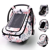 Sweetwavet car seat cover pink floral full cover for cozy baby protection on rides