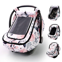 Sweetwavet car seat cover pink floral full cover for cozy baby protection on rides