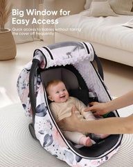 Sweetwavet car seat cover pink floral large windows provide clear visibility