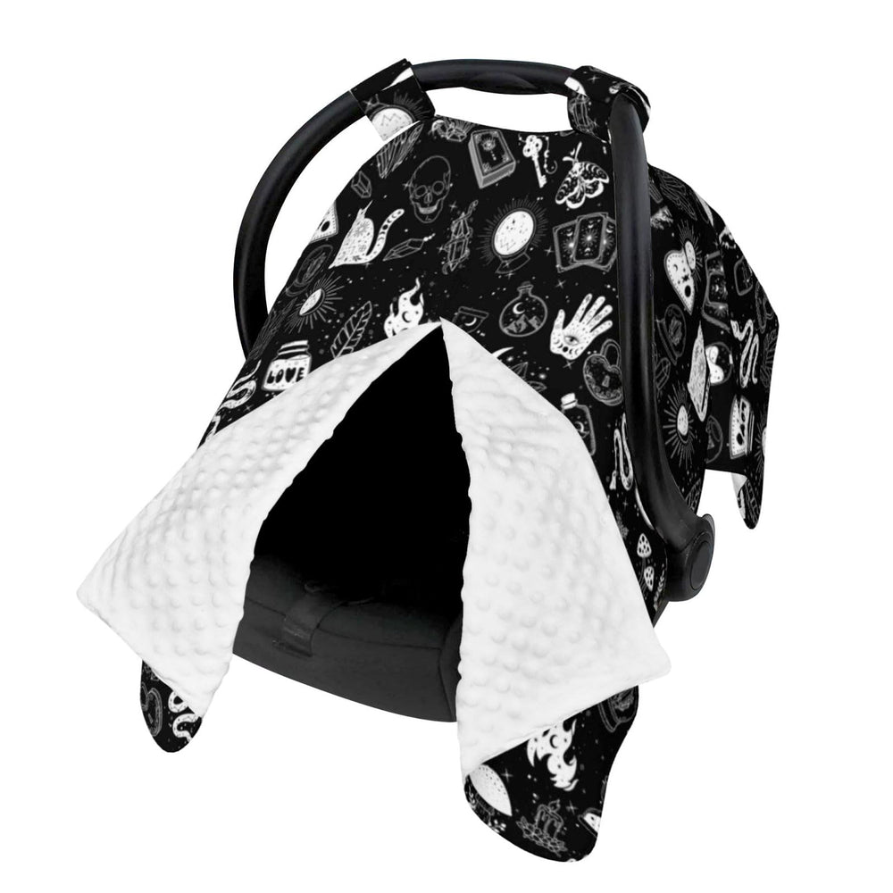 Sweety Baby Goth carseat cover with Peekaboo opening for easy checks on the go.