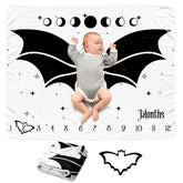 Sweety Baby Gothic Bat Monthly Blanket front view shows plush flannel warmth for photo sessions