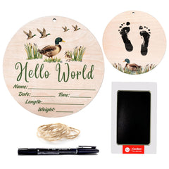 Sweety Baby mallard duck announcement sign close-up, ideal for newborn photo props.