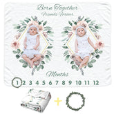 Sweety Baby twins monthly blanket girls used as a soft background prop for milestone photos.