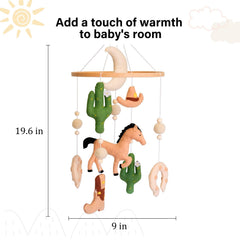 Sweety Baby Western Mobile cowboy hat motif supports early focus during crib play.