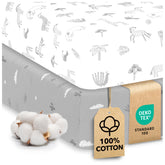 Sweety Fox cotton crib sheets folded show soft Savanna texture for soothing naps