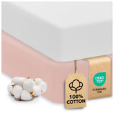 Sweety Fox cotton crib sheets pack close-up, showcasing soft jersey knit for baby comfort.