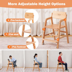 Swegrow adjustable seat with five positions adapts to table height