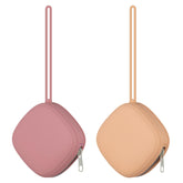 Swelive pacifier holder 2-pack front view in Apricot and Powder Rose for on-the-go access