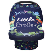 SWESEN baby car seat cover with dinosaur pattern for breathable, soft baby comfort on outings.
