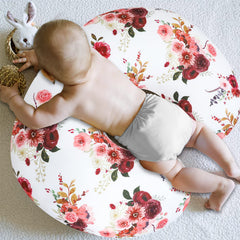 SWESEN floral nursing pillow cover burgundy watercolor pattern—vivid nursery decor with easy cleaning appeal.