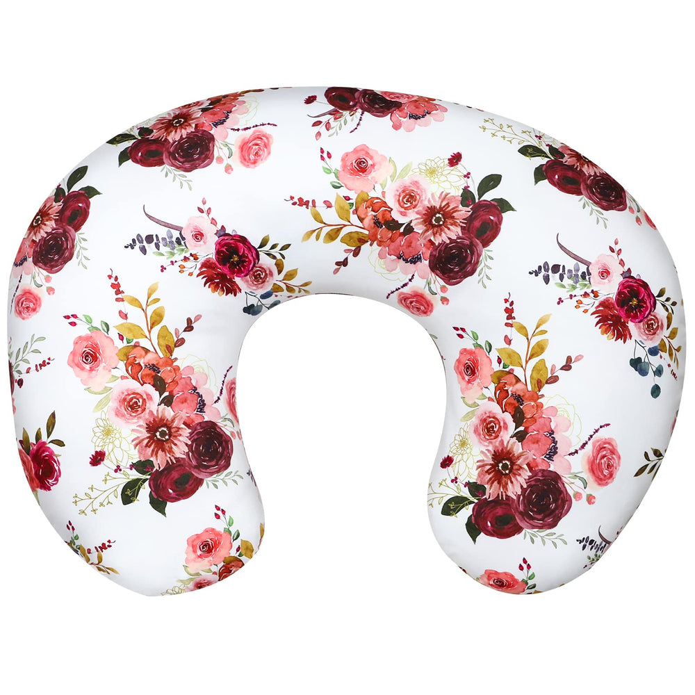 SWESEN floral nursing pillow cover fabric closeup—soft, breathable texture for comfortable feeding.
