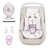 SWESEN infant car seat insert closeup of purple floral fabric for gentle skin contact