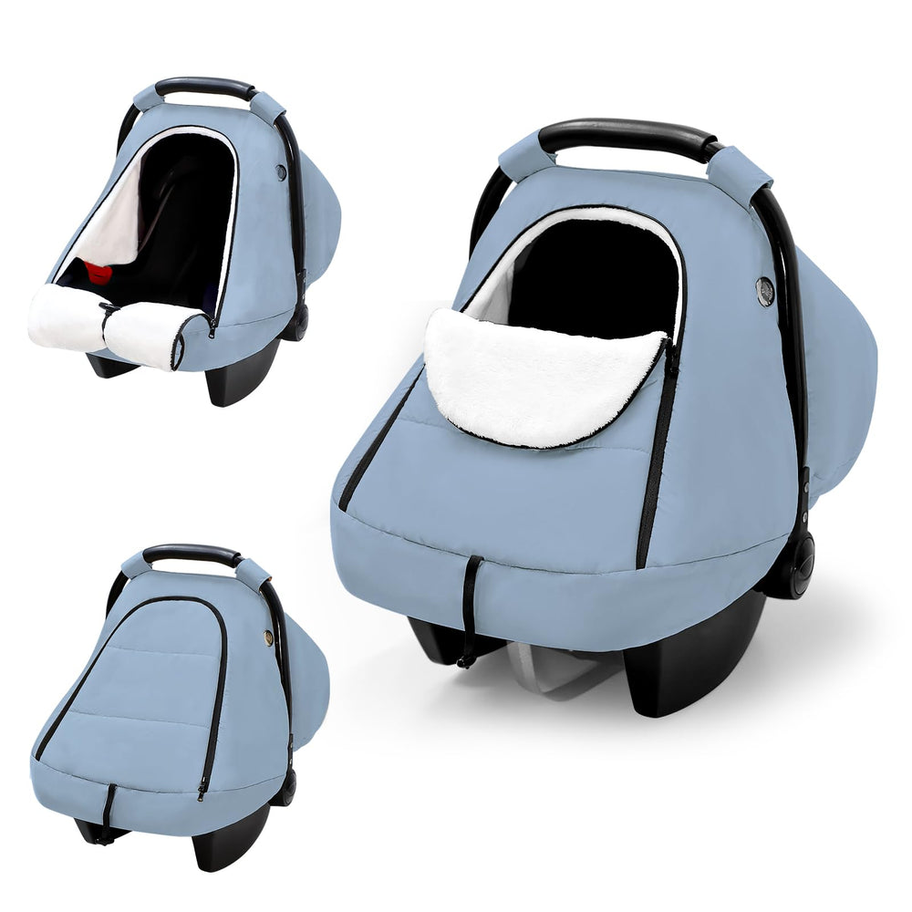 SWESEN winter baby car seat cover front view offering cozy warmth.