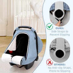 SWESEN winter baby car seat cover mesh ventilation provides airflow while baby rests.