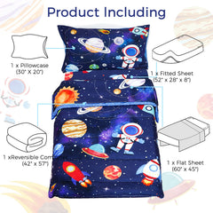 SWESEN Space Bedding stars print—engaging design fuels bedtime curiosity.
