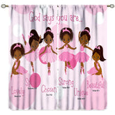 SXXLDNG African Black Girl Curtains 2-panel setup offering privacy-friendly kids' bedroom decor.