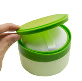 SYBL baby puff box green front view—compact travel-ready for skin care.
