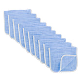 Synrroe burp cloths blue six-layer muslin folded on changing table, gentle baby care.