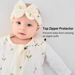 Synrroe floral headband paired with sleep sack for coordinated outfits.