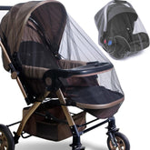 Sysmie baby stroller mosquito net cover shields infant during outdoor strolls.