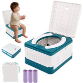 SZBOB travel potty folded for compact packing and easy portability on trips.
