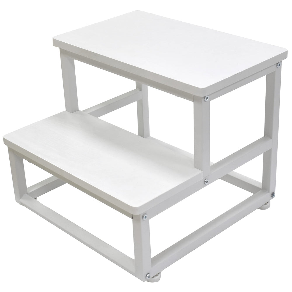 SZLHANJZ nursery step stool white front view highlights two-step reach for high cabinets