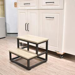 SZLHANJZ step stool beige side view shows stability.