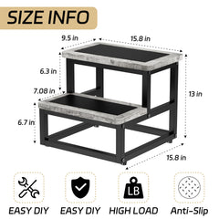 SZLHANJZ step stool gray pattern assembly image shows included tools and quick setup.