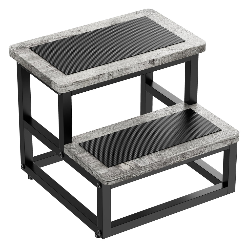 SZLHANJZ step stool gray pattern front view shows stable support for bed or counter access.