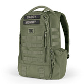Tactical Baby Gear Daypack front view shows rugged build for on-the-go dads.