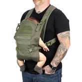Tactical Baby Gear carrier demonstrates ergonomic fit for dad comfort.