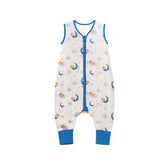 TADO MUSLIN sleep sack with legs on model shows soft bamboo rayon comfort for sleep.