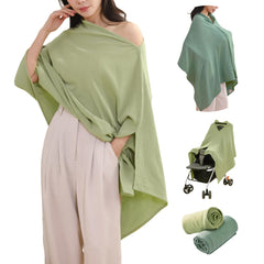 TADO MUSLIN nursing cover folded green demonstrates compact privacy and portability