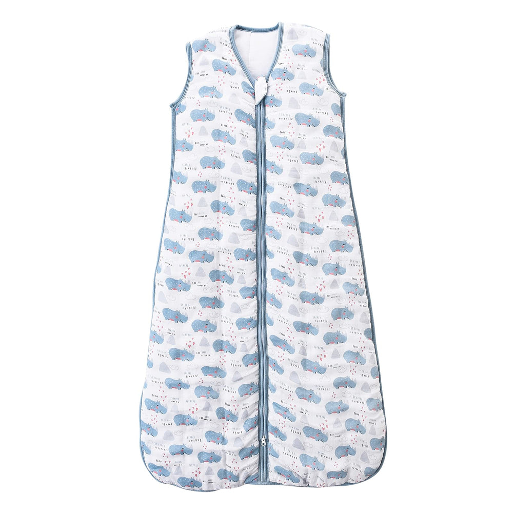 TADO MUSLIN rhino pattern sleep sack keeps toddlers warm with breathable bamboo-cotton fabric