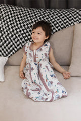 TADO MUSLIN sleep sack 2-4T dinosaur-wearable blanket in use during night-time transitions