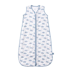TADO MUSLIN sleep sack 2-way zipper close-up — easy dressing and diaper changes.