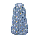 TADO MUSLIN sleep sack blue bear front view shows cozy, wearable blanket for toddlers