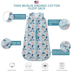 TADO MUSLIN four-layer muslin image emphasizes breathable fabric for comfortable temperature regulation