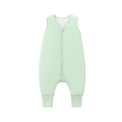 TADO MUSLIN sleep sack legs-green closeup highlights comfortable leg movement for toddlers.