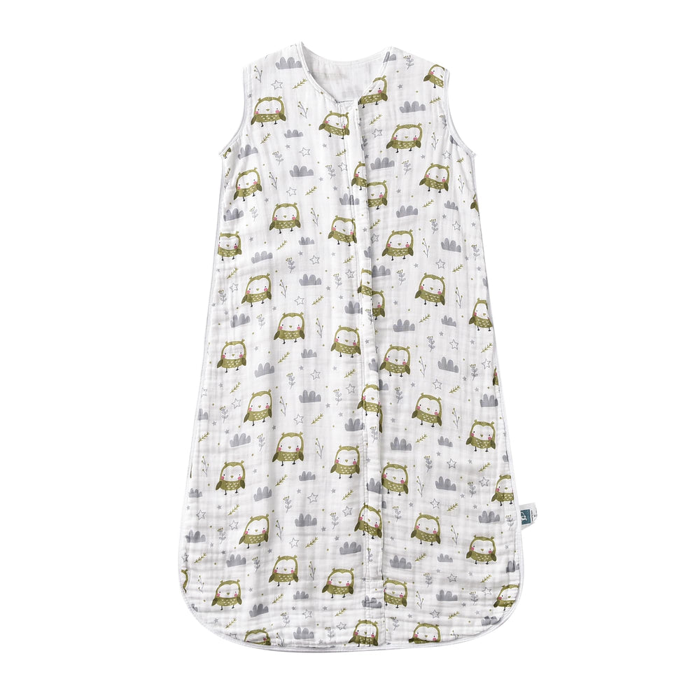 TADO MUSLIN Sleep Sack Owl front view for cozy, safe toddler sleep.