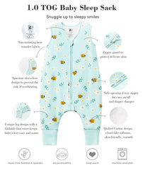 TADO MUSLIN sleep sack two-way zipper image shows quick night changes.