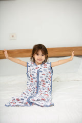 TADO MUSLIN sleep sack close-up of 2-way YKK zipper for easy dressing and diaper changes