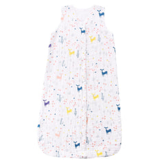 TADO MUSLIN toddler sleep sack deer print promotes comfortable sleep in breathable organic cotton for warm summer nights.