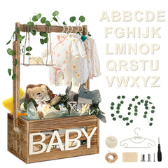 TAEYONK wooden baby shower crate closeup showcases durable construction for long-lasting nursery storage.