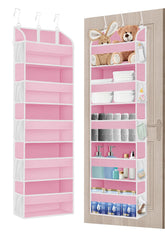 TAHAVICE over-the-door storage with five pockets keeps shoes and small items organized.