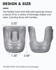 Taheng cup holder on Cruz in use with a beverage while pushing