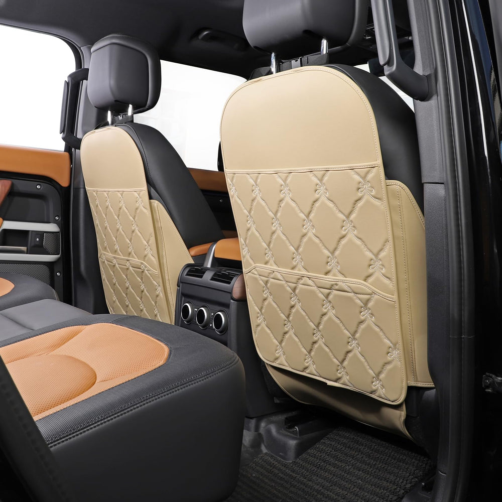 TAIKOO seat back protector beige with top buckles provides secure fit and adjustable length